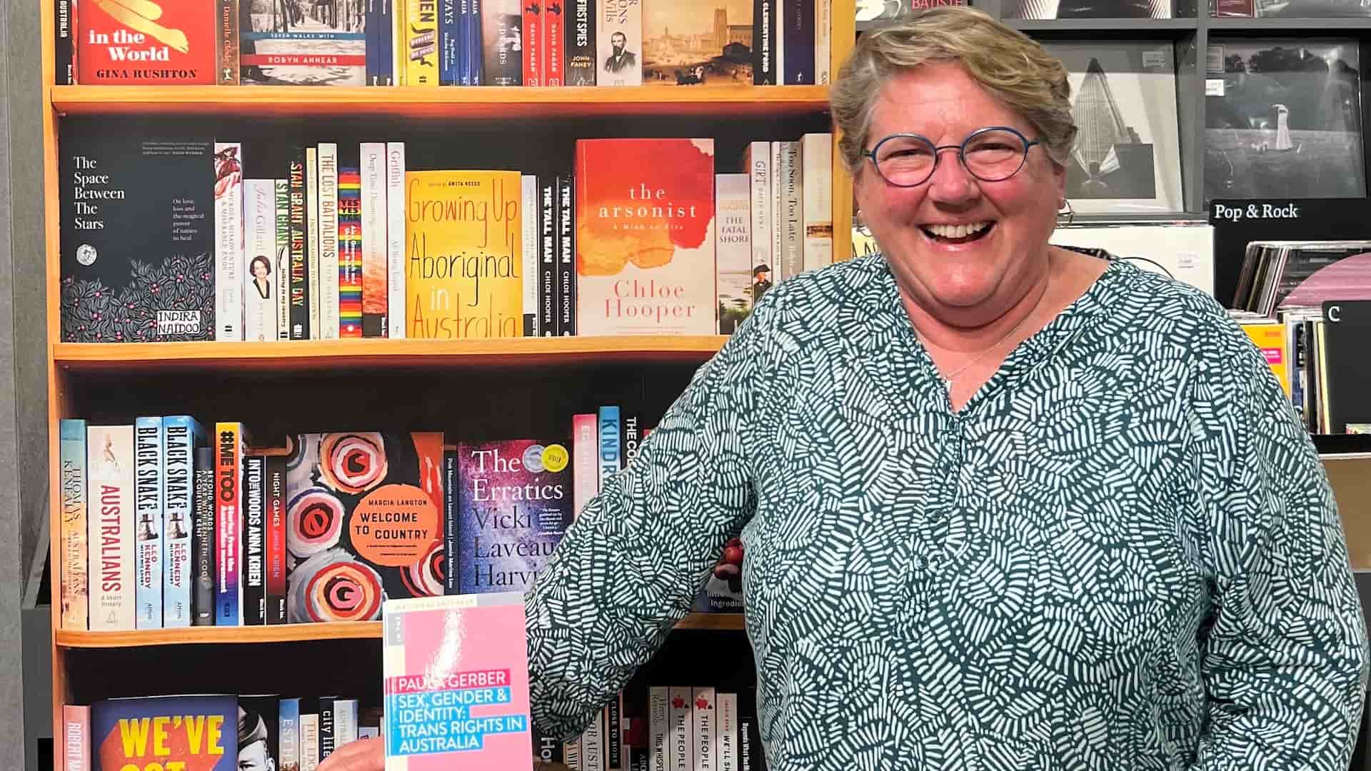 Paula Gerber at Readings with her book