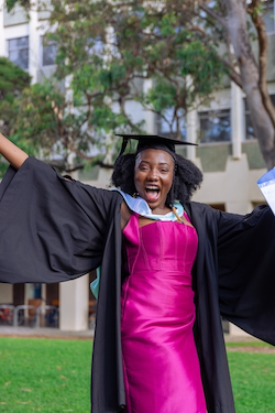Rukie celebrates her graduation at Monash University
