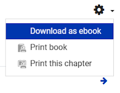 Image of the settings menu to download as an ebook in Moodle 3.9