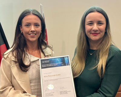 Kira Percival-Cobb with Bachelor of Health Sciences (Honours) coordinator Dr Stella Talic Kira Percival-Cobb with Bachelor of Health Sciences (Honours) coordinator Dr Stella Talic