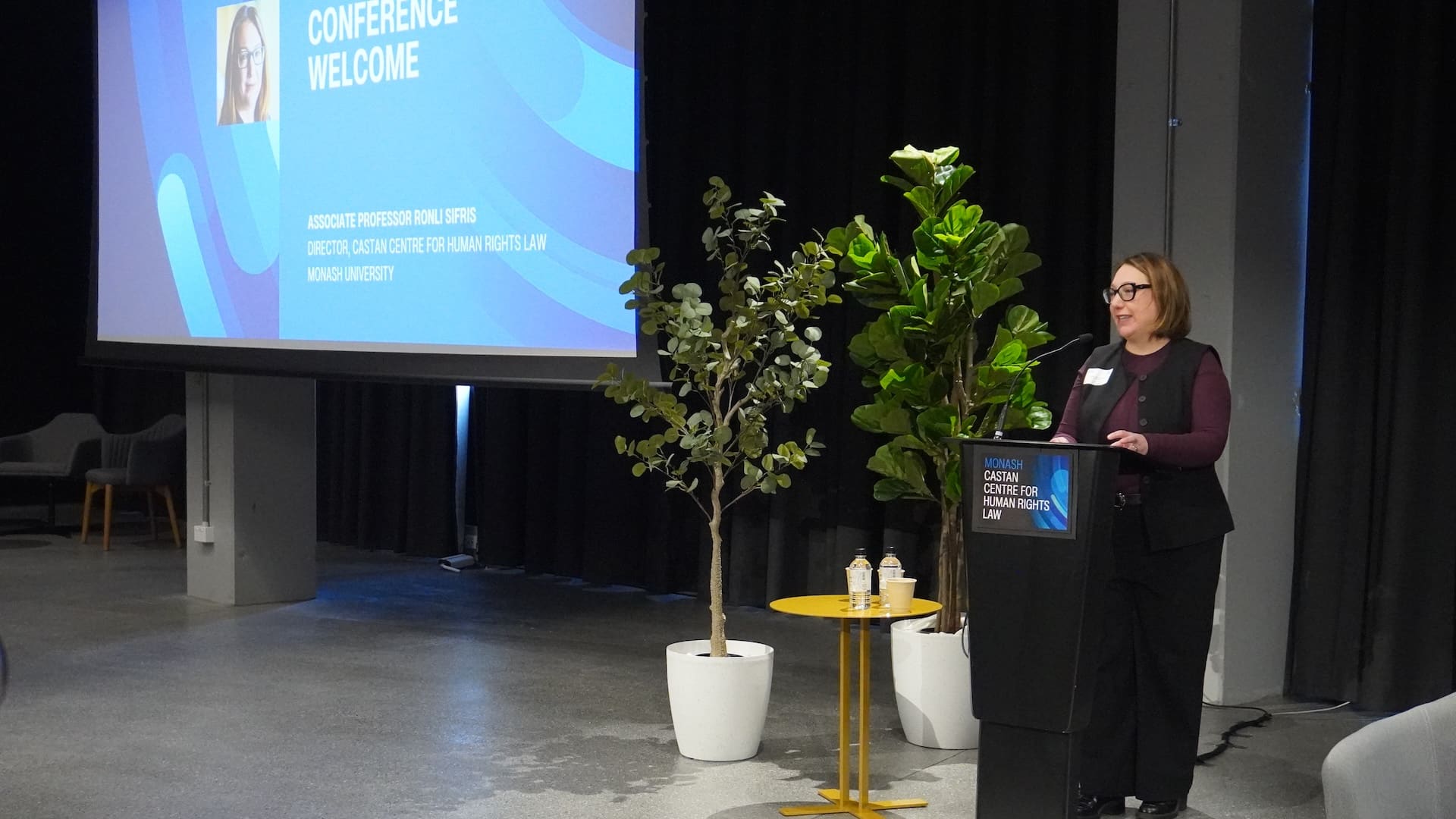 Associate Professor Ronli Sifris welcomes attendees to the Annual Castan Centre for Human Rights Law Conference.