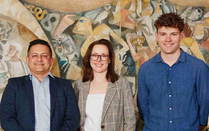 L-R Senior author Johnson George, second author Anna Mackintosh and first author James Nind