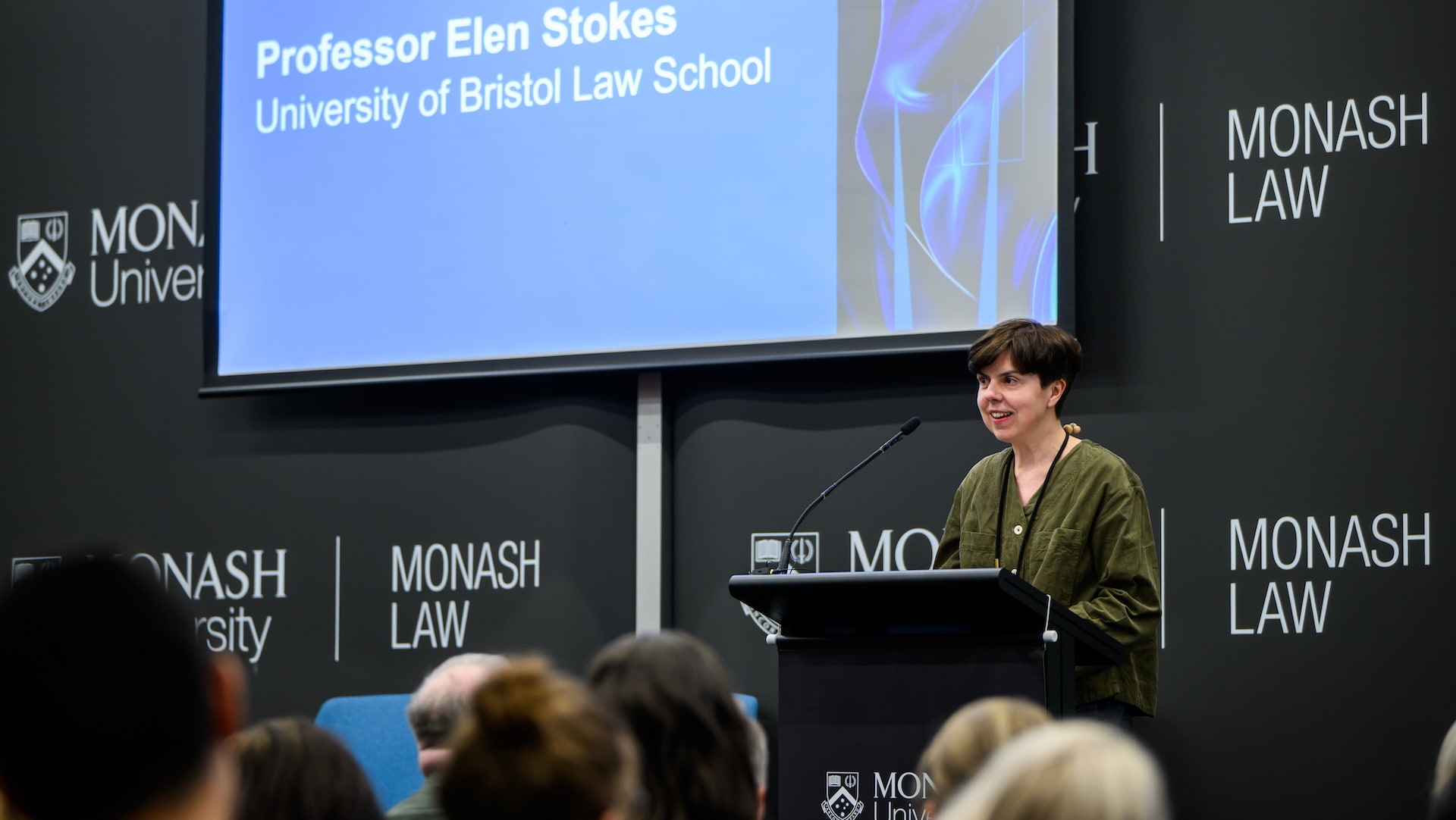 Professor Elen Stokes presents a public lecture at Monash Law