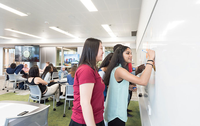 Students using whiteboard