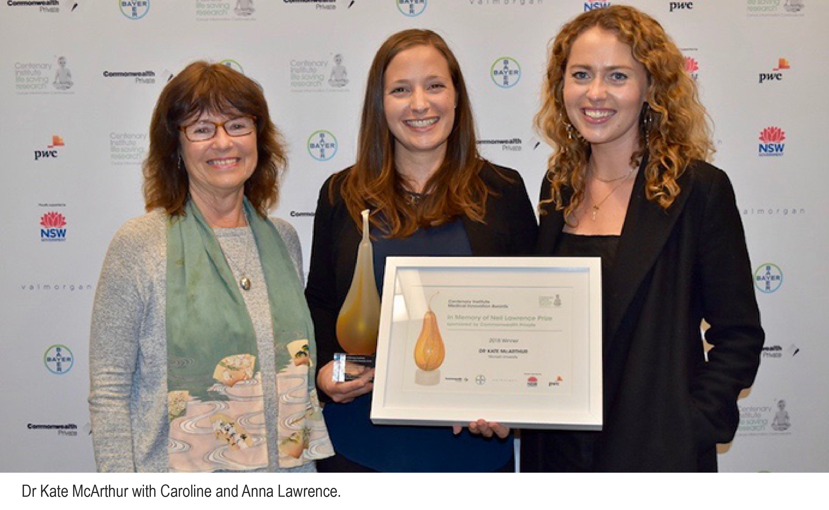 Dr Kate McArthur with Caroline and Anna Lawrence.