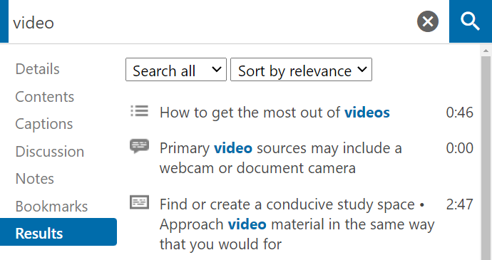 Search results