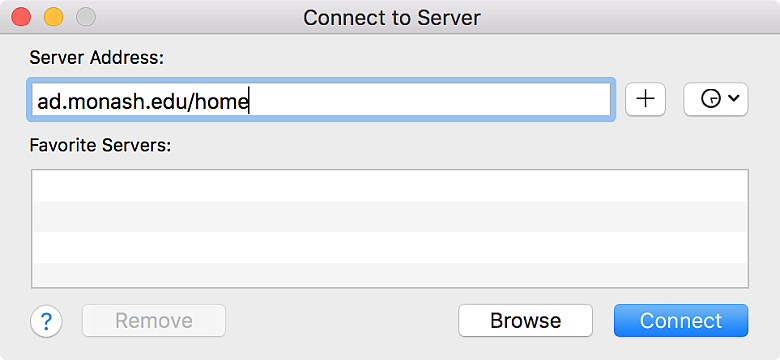 Screenshot of Connect to Service pop-up