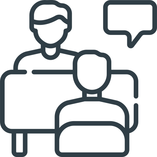 clipart of two people sitting at table conversing