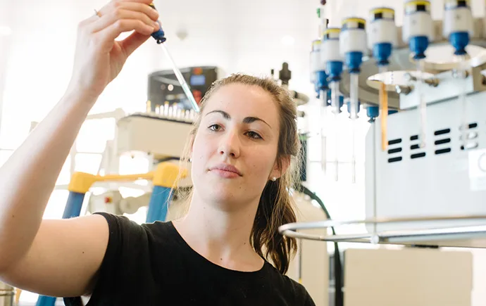 Pharmacy student in laboratory