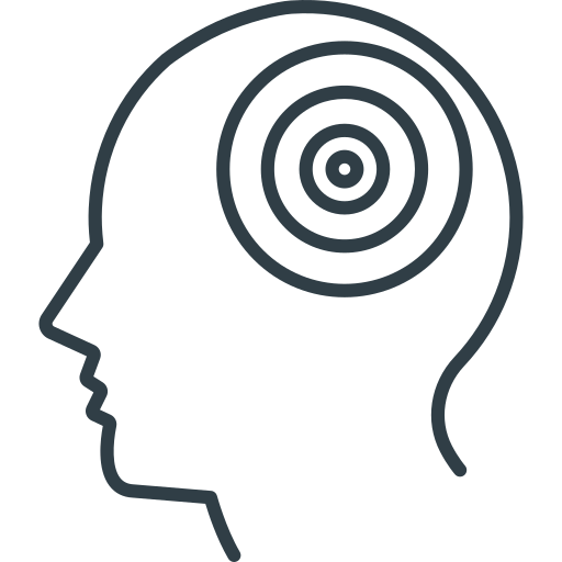 Lineart of persons side profile with target in the place where their mind is