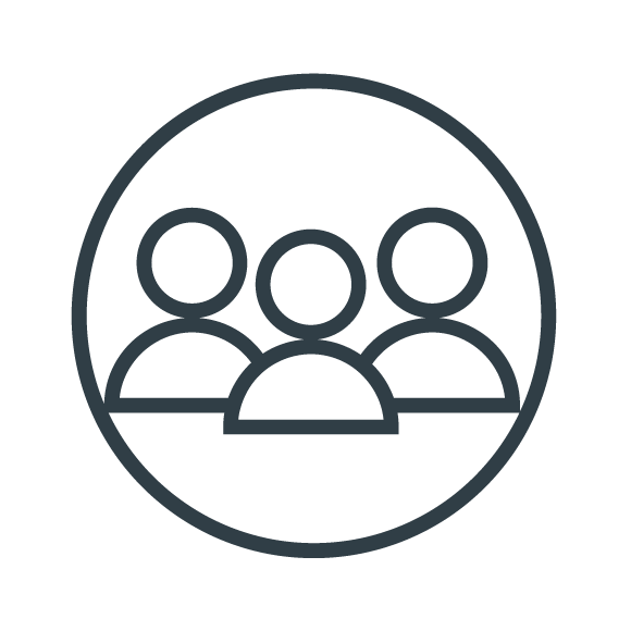 Lineart of three people in a circle