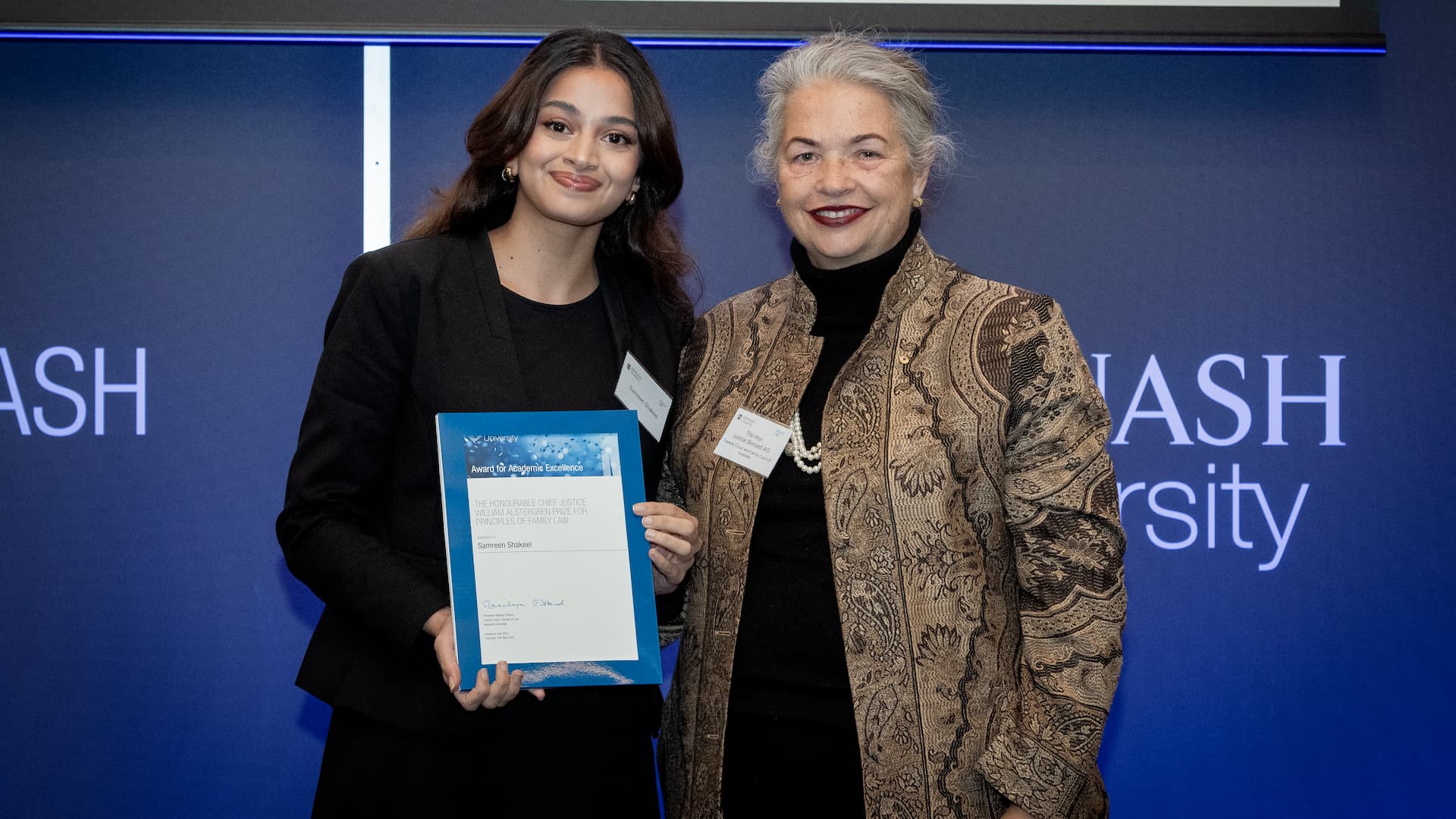 Samreen Shakeel at the Monash Law Postgraduate Prize Ceremony 2024