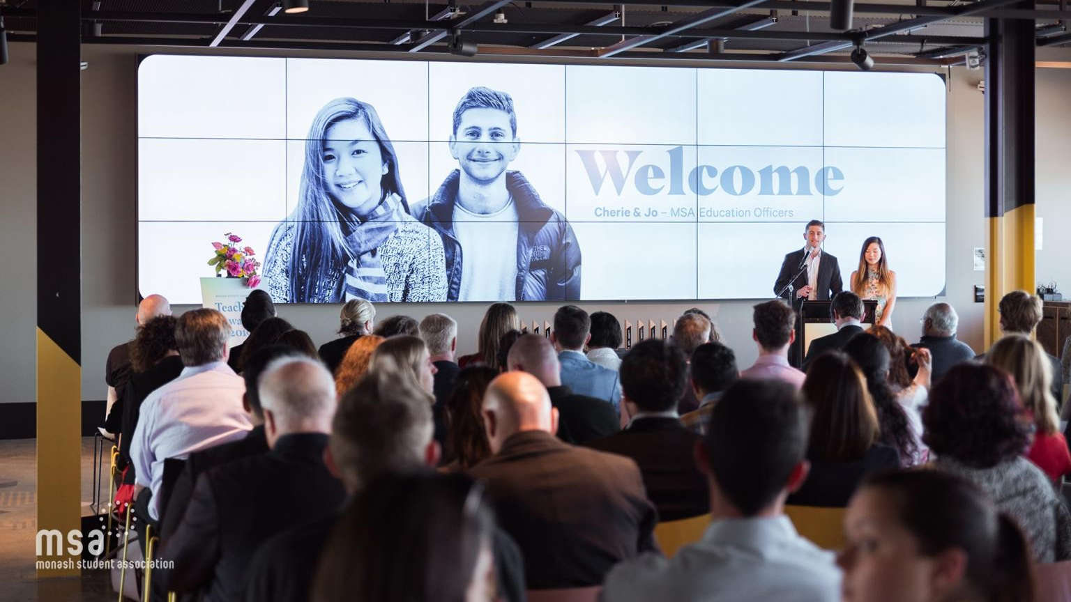 Joseph Friedman co-hosting the Monash Student Association Teaching Awards in 2020.