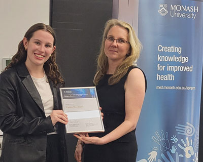 Caitlin May Nash with Bachelor of Health Sciences course director Prof Basia Diug