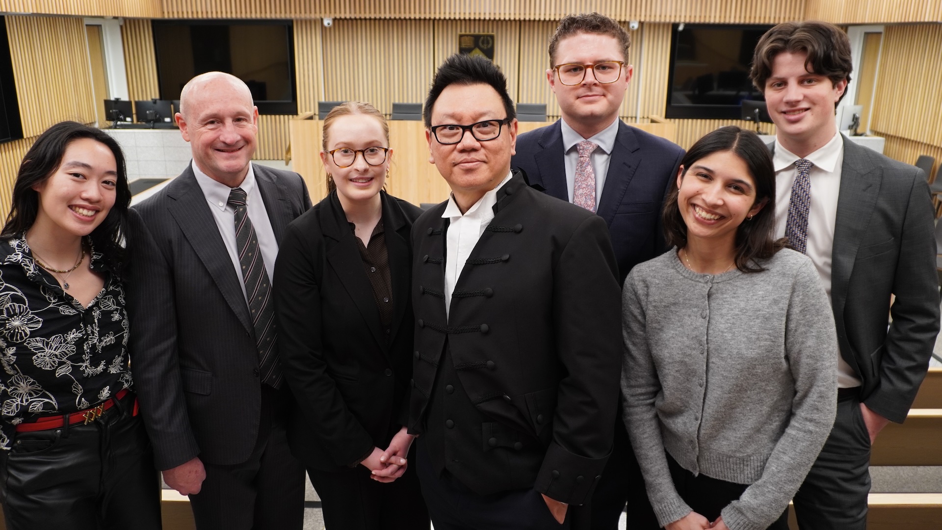 Claire Qian, Anthony Clendinen, Prudence Spencer, William Lye OAM KC, Erin Page, Riley Lenard, and Hamish Cameron