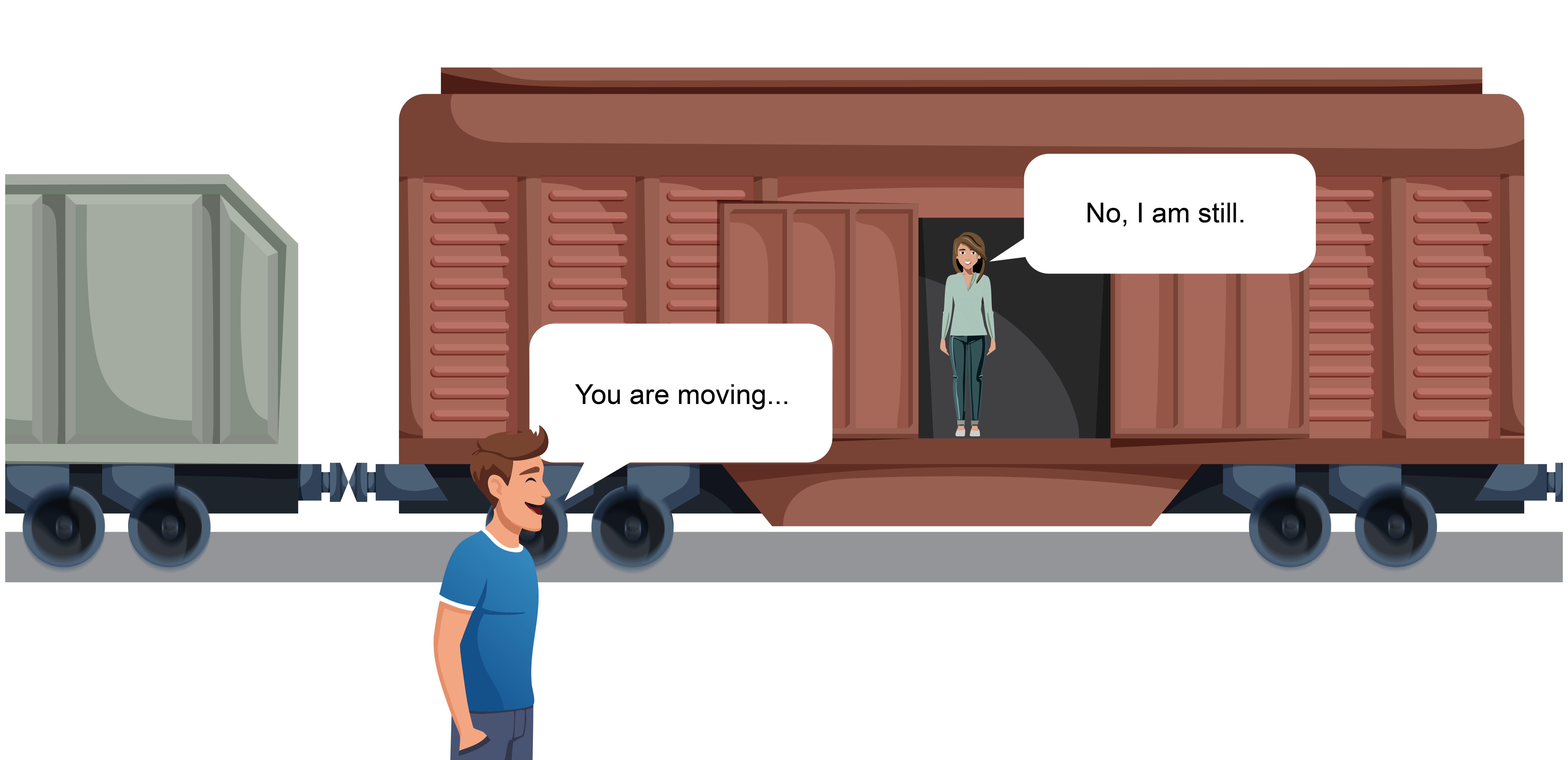 Image of Person on train moving with person on a platform
