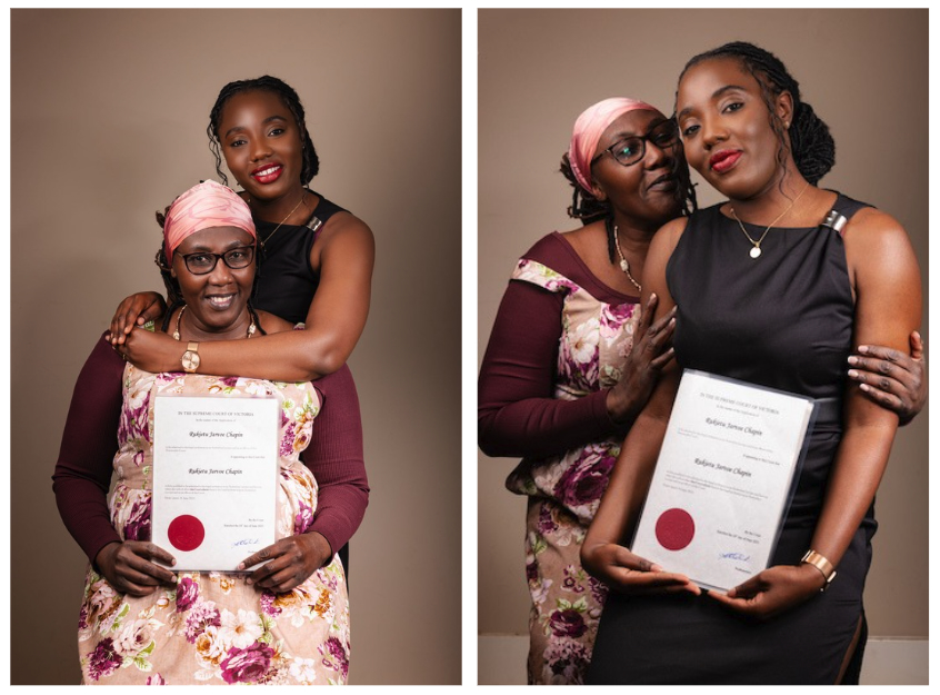 Rukie and her mother at her Admissions Ceremony at the Supreme Court of Victoria.