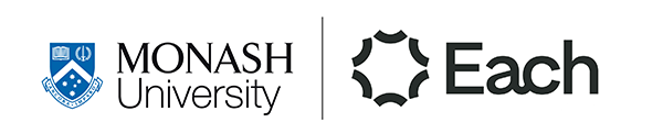 Monash university and Each logo lockup.
