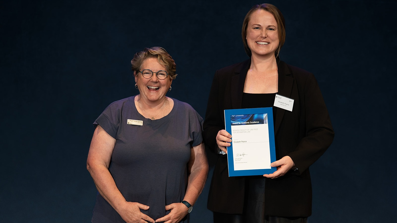 Professor Paula Gerber and Elizabeth Pearce. 