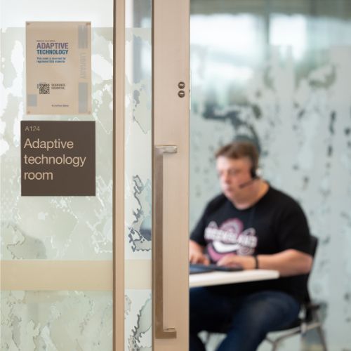 Adaptive technology rooms can be booked on the Library website or via the QR code at the door