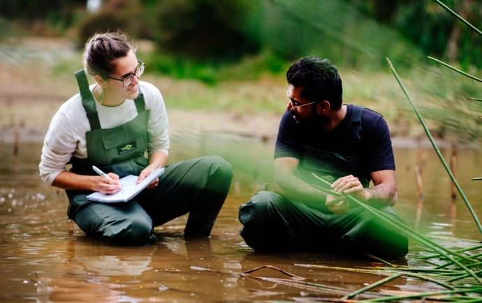 Students water testing at Jock Marshall Reserve