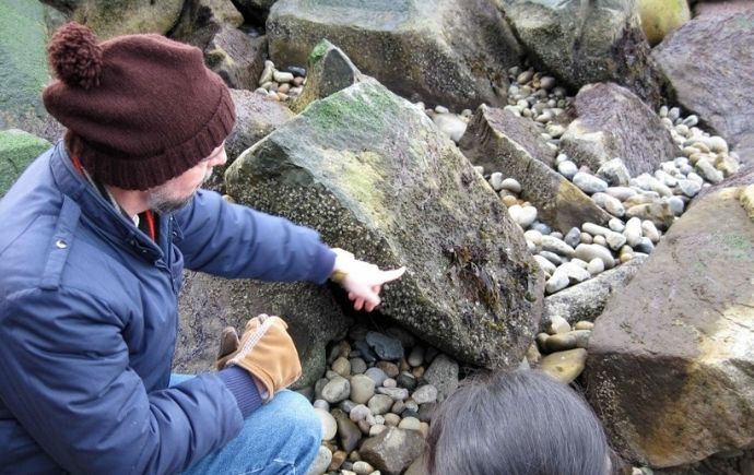 Dr Wayne Goodey with students doing fieldwork at Jericho Beach, Vancouver (2009)