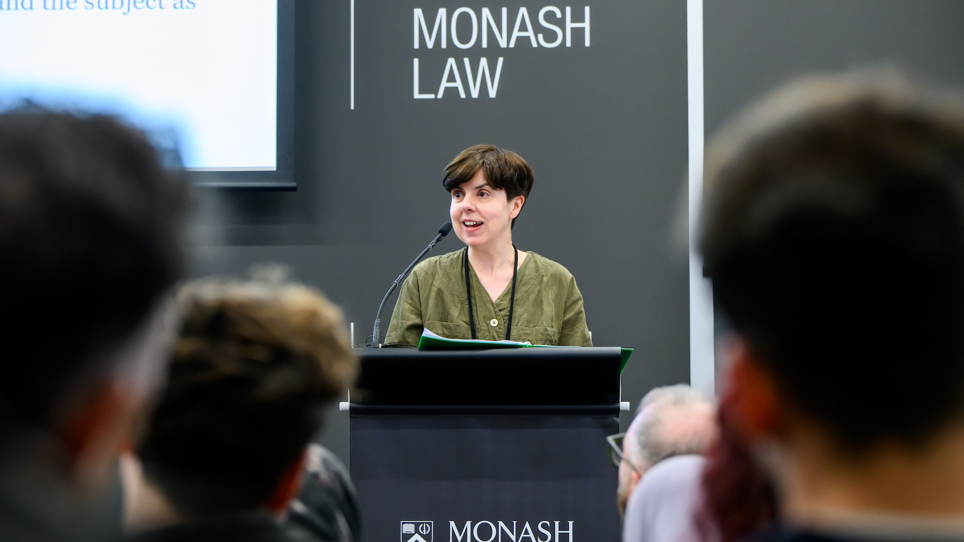 Professor Elen Stokes presents a public lecture at Monash Law