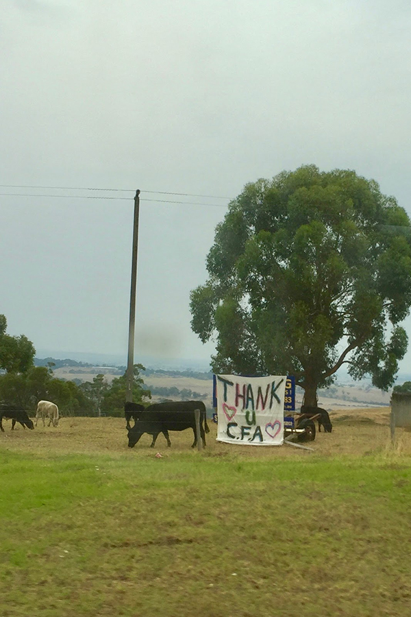 Messages of thanks and support from a fire-ravaged community. Messages of thanks and support from a fire-ravaged community.