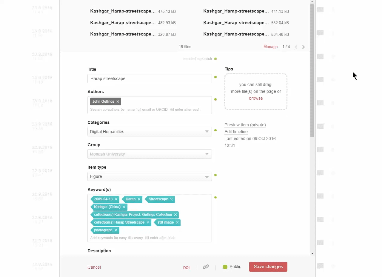 How to reorder files in an item record