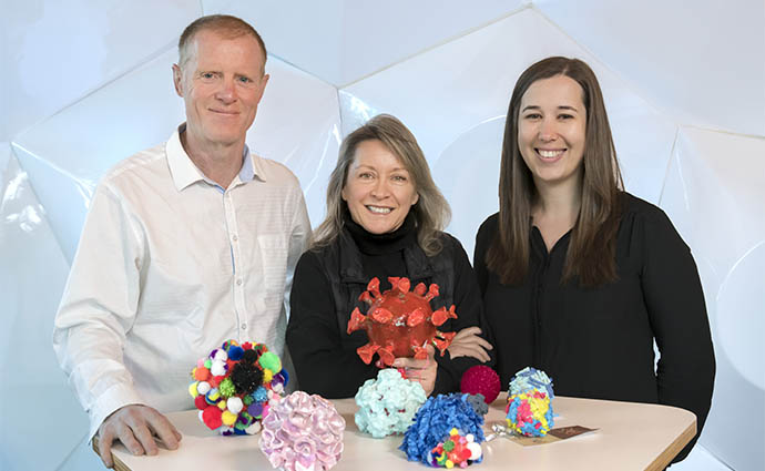 Professor Jamie Rossjohn, Dr Erica Tandori and Dr Gabby Watson. Absent: Dr David Jacques.