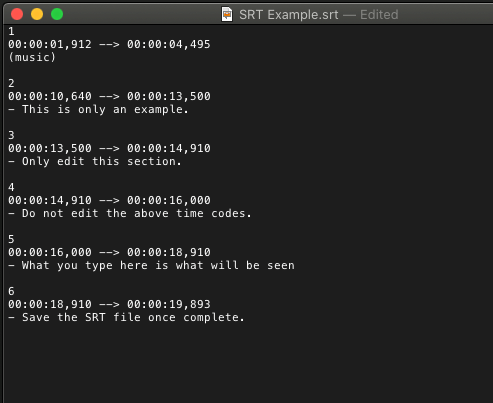 Example of a SRT file
