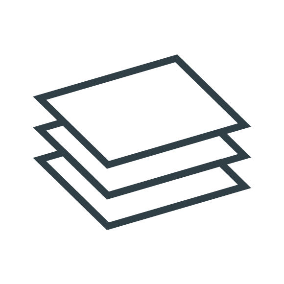 lineart of three papers stacked on top of one another