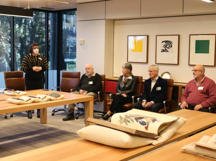 Matheson Society members in the Special Collections room