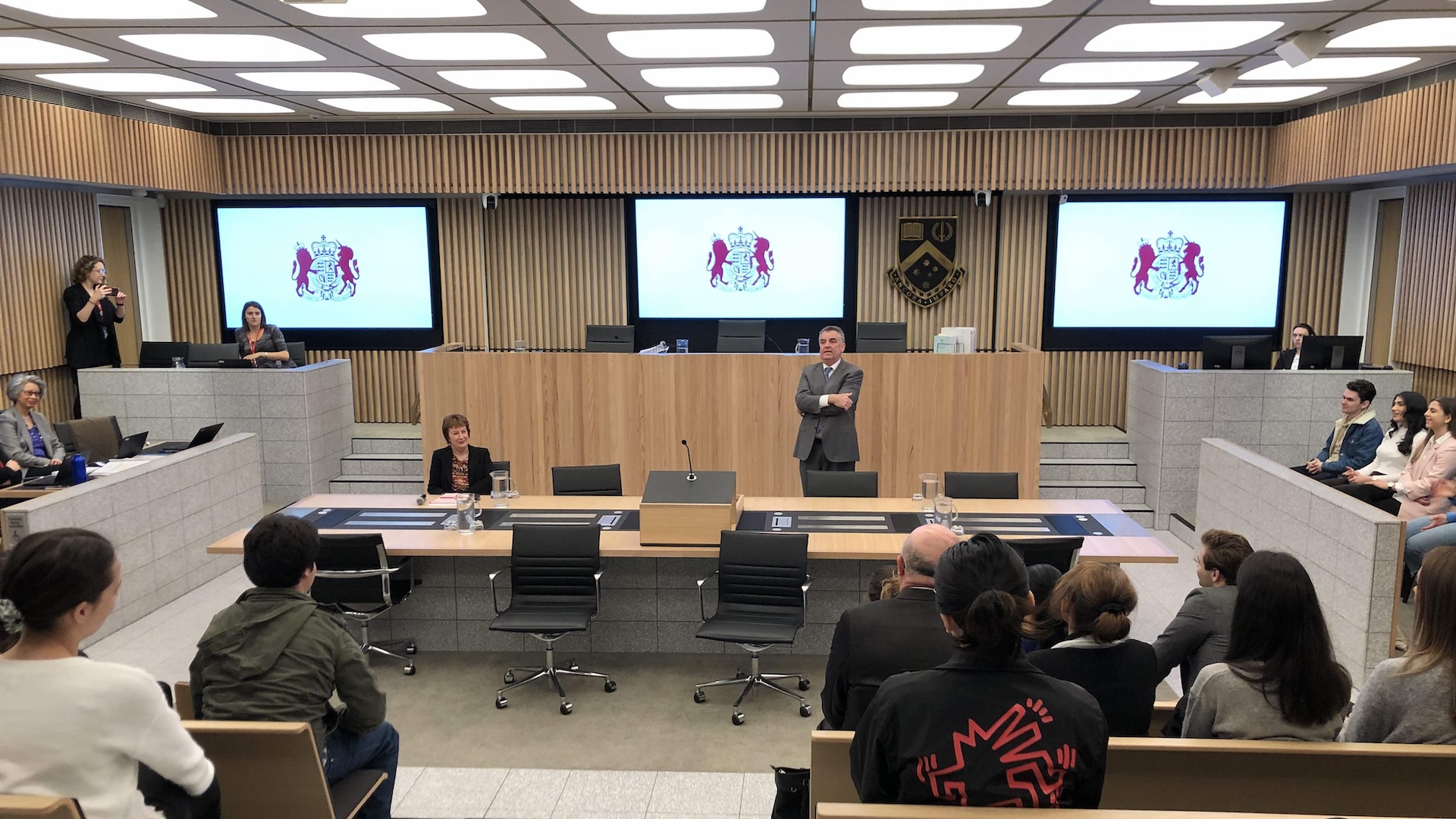 Court of Appeal President Justice Chris Maxwell and Justice Pamela Tate in Moot Court