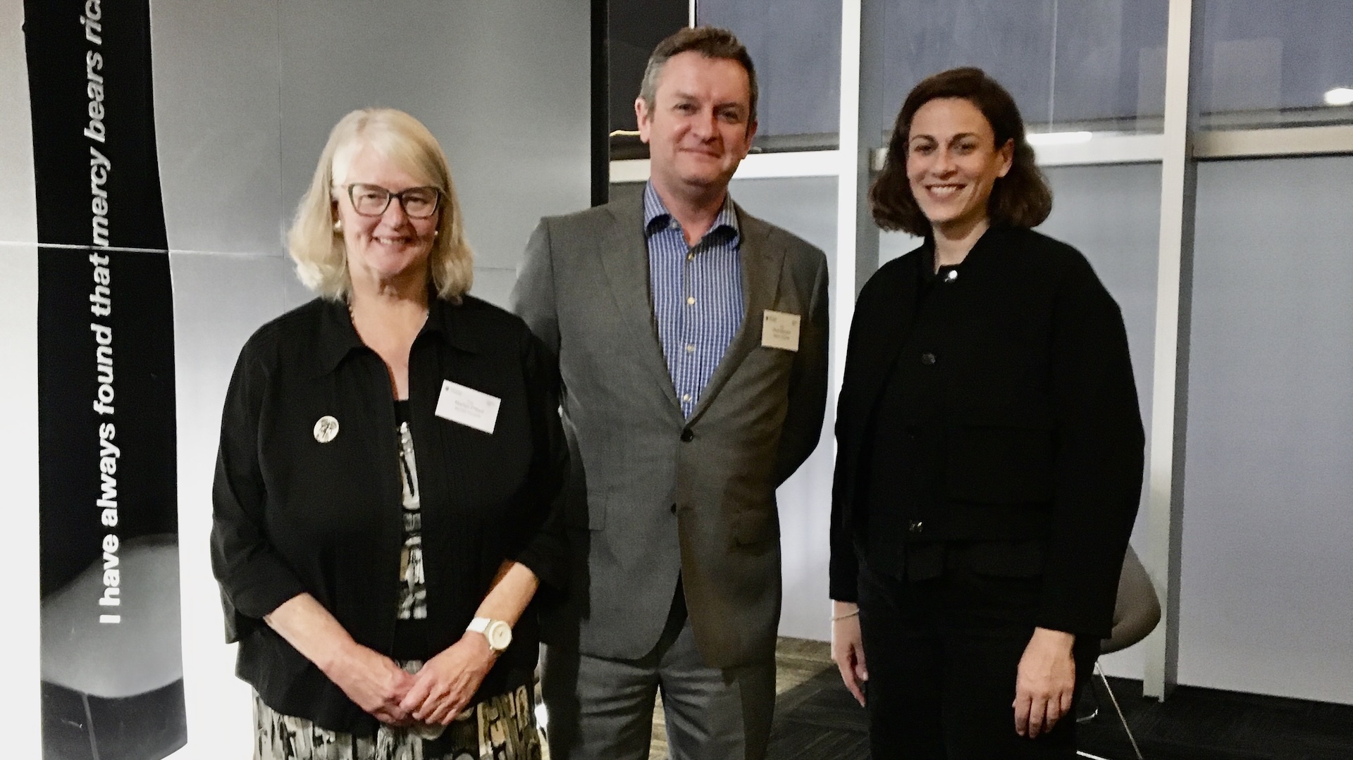 Australian Privacy Commissioner Carly Kind was welcomed by Interim Dean Professor Marilyn Pittard and Digital Law network director Professor Chris Marsden at  the Monash 1st Annual Digital Law Symposium.