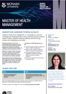 Master of Health Management flyer