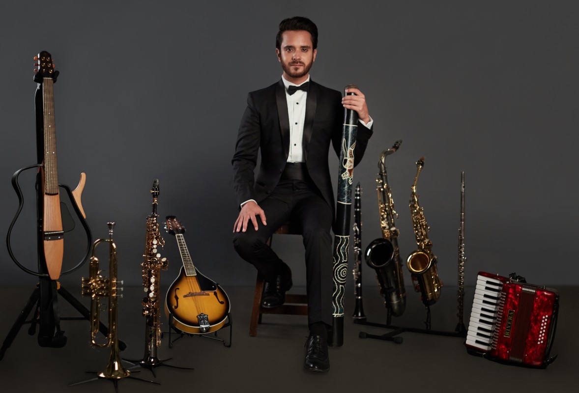 Raghav Sachar with instruments Raghav Sachar with instruments