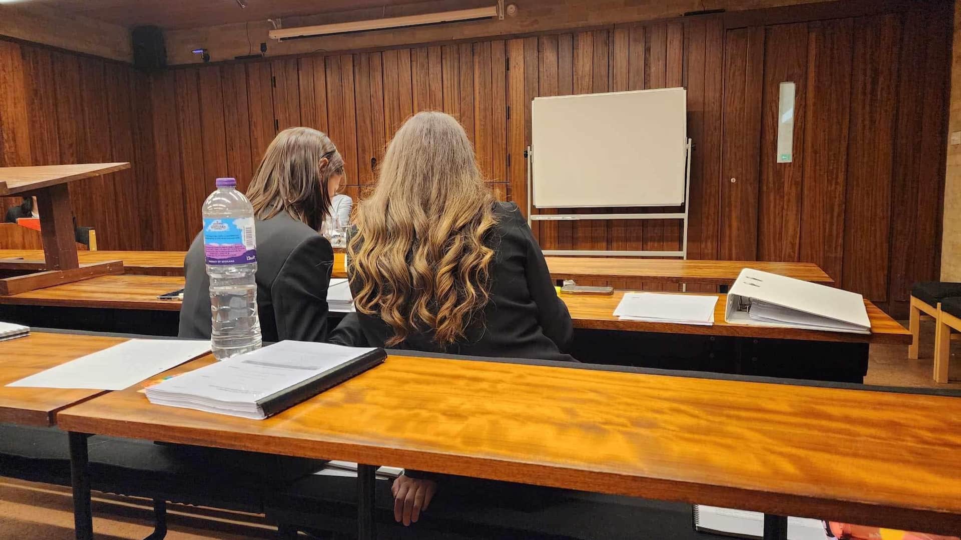 Virginia and Lauren working on their arguments at the Oxford International Intellectual Property Law Moot 2025