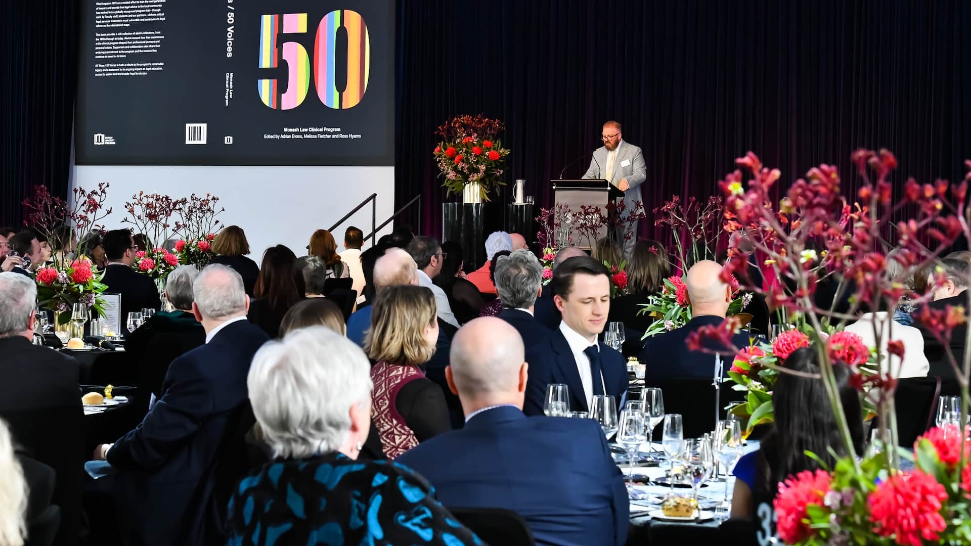 Professor Steven Vaughan, Law Dean, opens the 2025 Monash Law Gala Dinner.