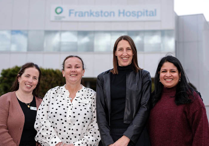L-R, Marilyn Connolly, Deputy Director of Social Work, Peninsula Health; Megan O’Brien, Head of Social Work, Peninsula Health; Professor Suzanne Nielsen, Deputy Director, Monash Addiction Research Centre & Lead Researcher, National Centre for Healthy Ageing (NCHA); Nilakshi Gunatillaka, Research Program Manager, Monash University & Researcher, National Centre for Healthy Ageing (NCHA)