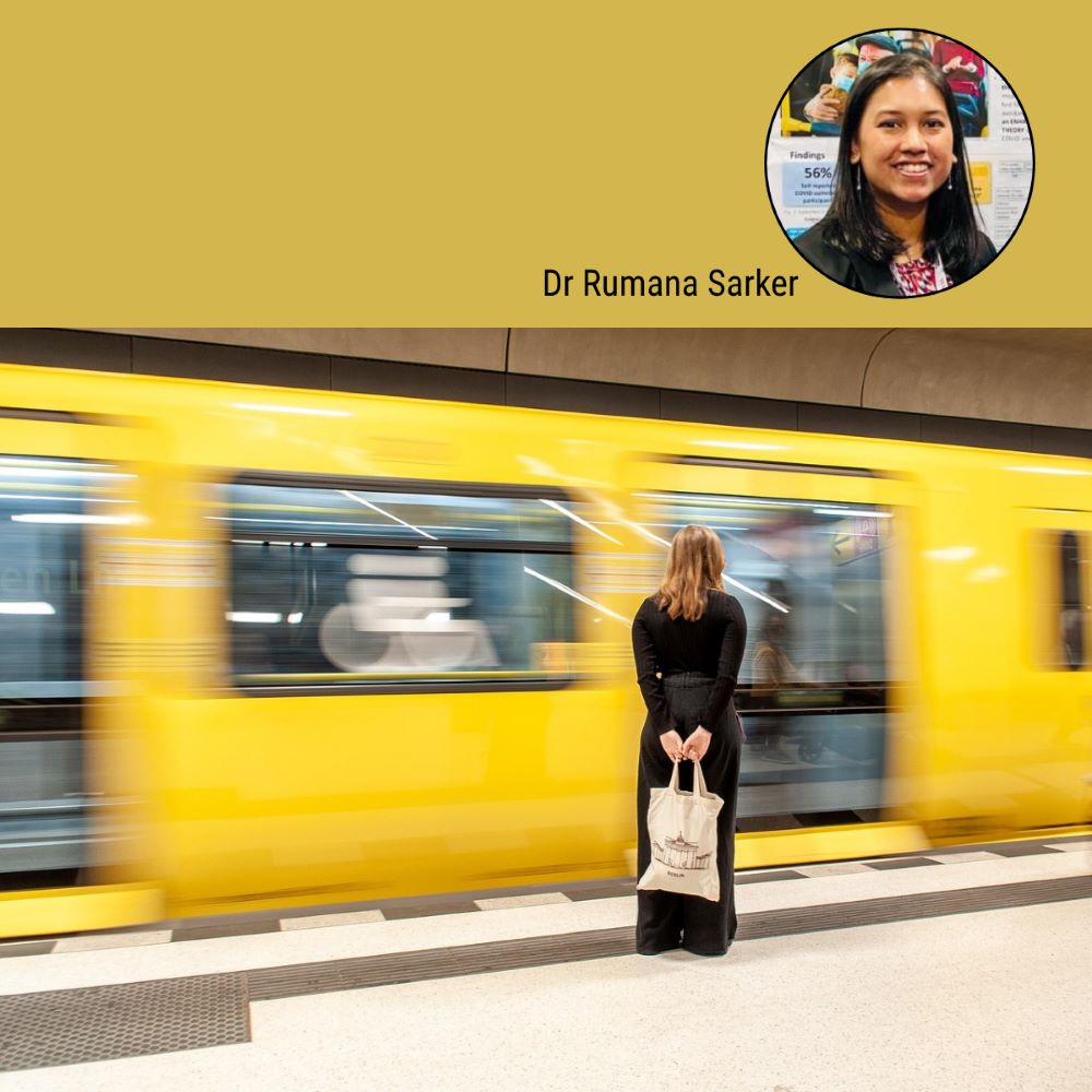 Woman waiting for train