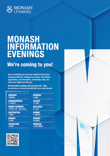 Discover Monash - Monash Information Evenings A4 poster