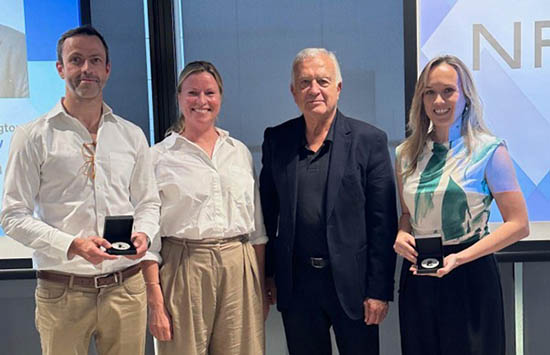 (L-R) Prof Nicholas Huntington, Alison Gartner (NFMRI RAC), A/Prof John Raftos, Dr Jennilee Davidson on behalf of Professor Roger Chung
