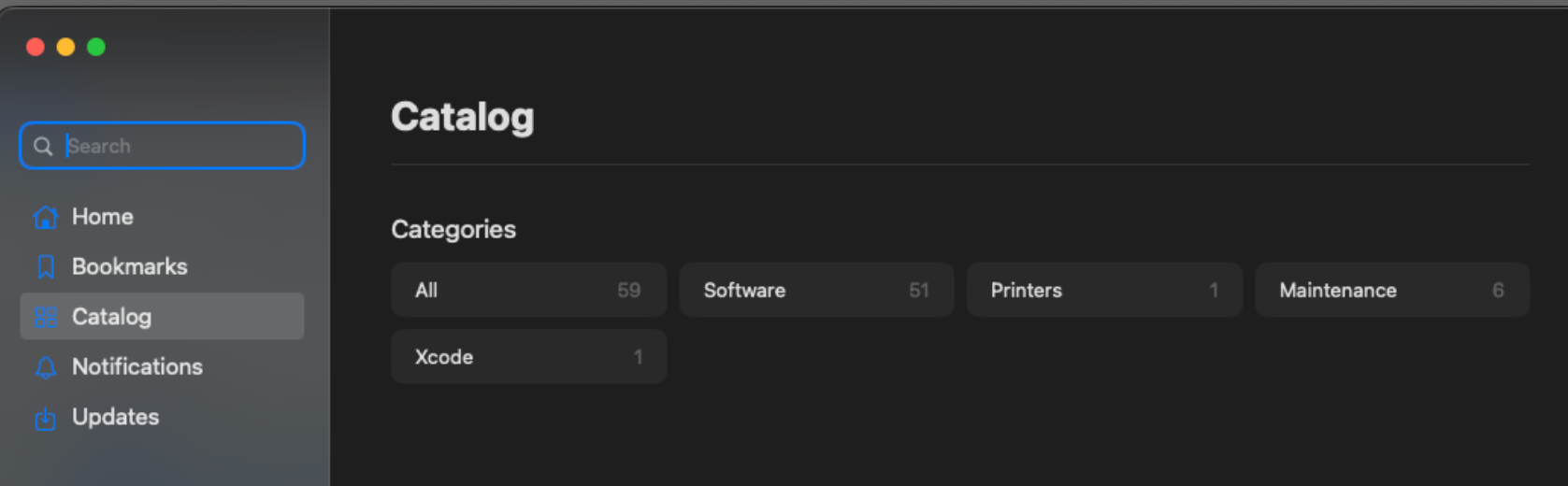 Catalogue screen