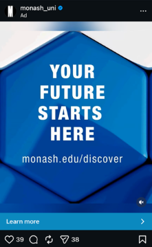 Screenshot of Facebook post for Discover Monash