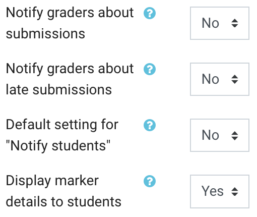 Notification settings options