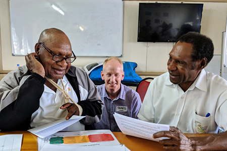 Australia nurse educator Travis Cole, from Townsville Hospital, educating Mount Hagen Provincial Hospital nurses about triage and flow