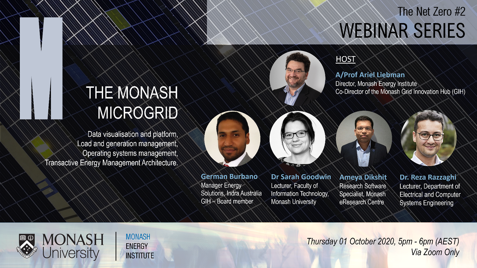 Monash Microgrid: data visualisation and platform, load and generation management, operating systems