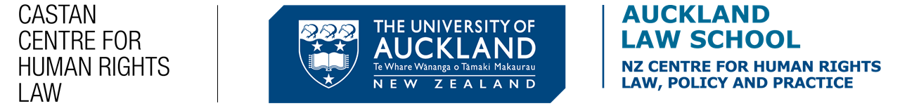 Event partner logos: Castan Centre for Human Rights Law and The University of Auckland Law School