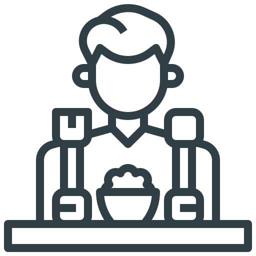 clipart of person in front of dinner plate with fork and knife in hand